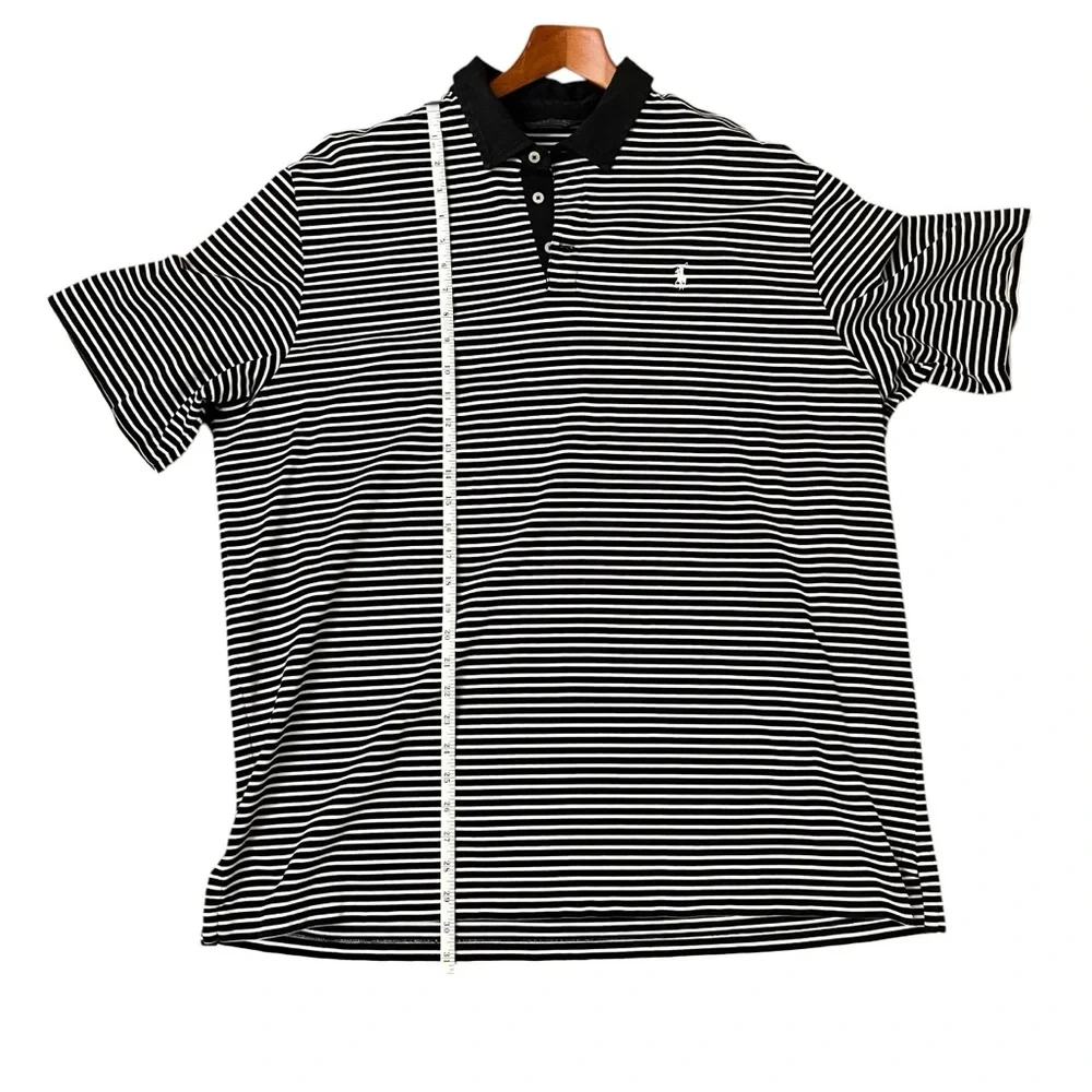 Polo Ralph Lauren Golf Pima Cotton Polo Shirt Black White Striped XXL Big & Tall